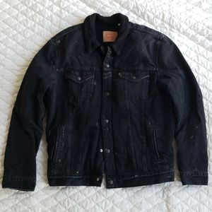 Supreme Levi's Bleached Sherpa Jacket Black Large